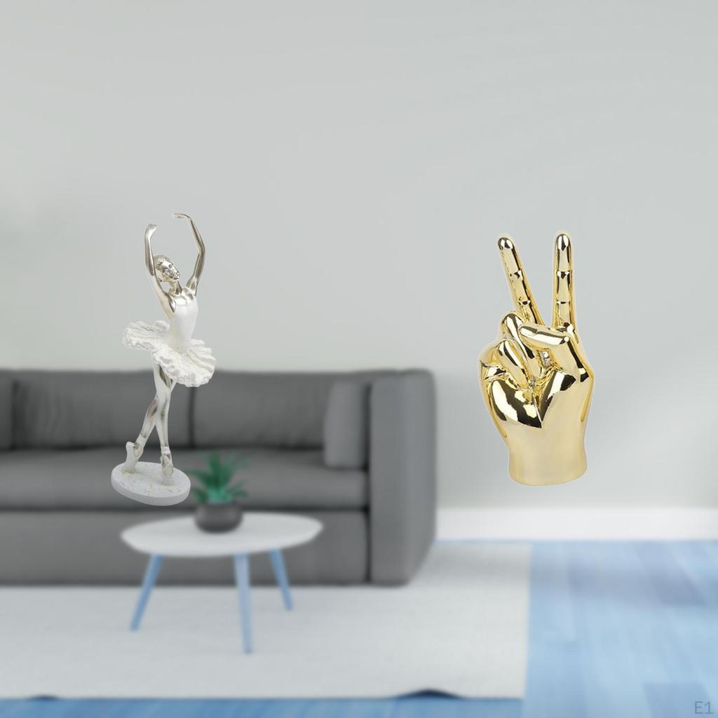 Ballerina Dancing Girl Figurine Art Sculpture with Hand Finger Gesture Creative Modern Desktop