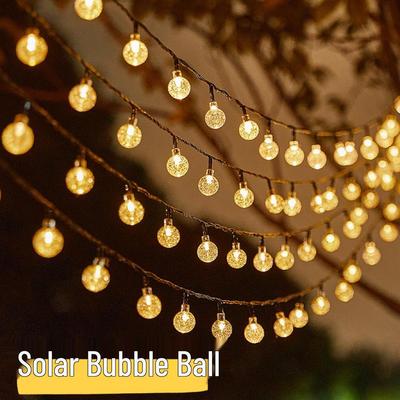 Waterproof LED Solar Bubble String Lights for Outdoor Patio, Camping, Holidays & Decorative Atmosphere