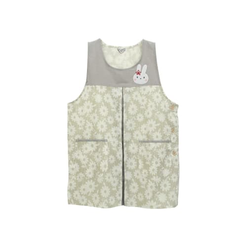 NISHIKI Tabard Apron for Tomboy Moms, Daycare/Kindergarten, Appliqu?, Embroidered, Side Buttons, Pockets, Women's (Beige/ML/nw7041)