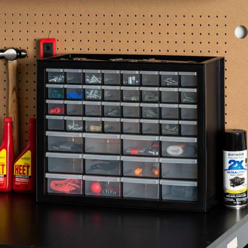 IRIS USA Screw Tool Organizer, Small Parts Cabinet, 44 Drawers, Electronic Hardware, Nuts and Bolts, Plastic Storage Drawers, Garage Storage, Stackabl