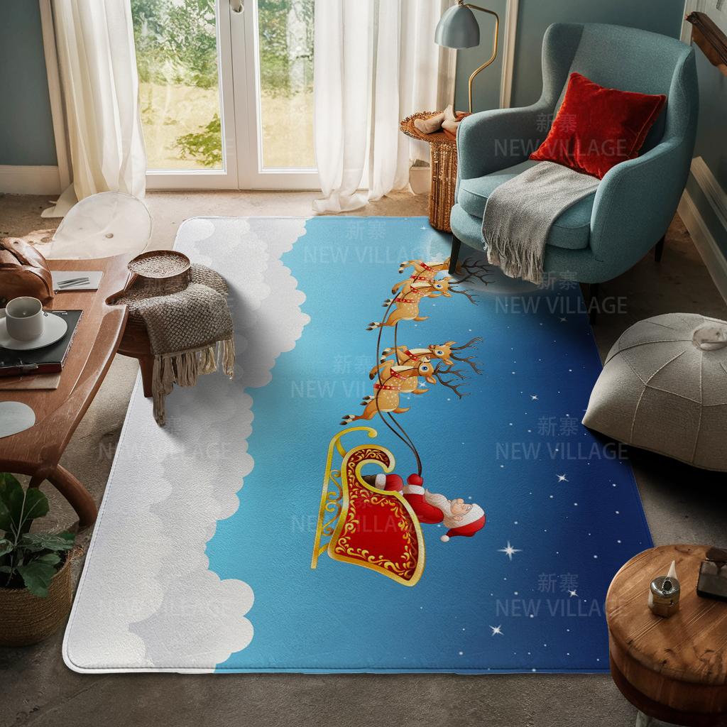 House Entrance Carpet Home Door Mat Living Room Bath Foot Bathroom Non-slip Water Absorption Rugs Bath Merry Christmas Winter
