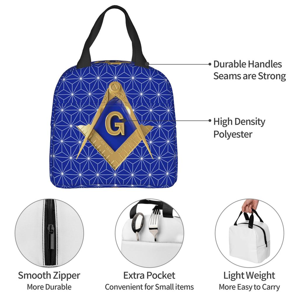 Freemason Geometric Hexagon Traditional Asanoha Insulated Lunch Bag for Waterproof Thermal Cooler Lunch Box Office Work School