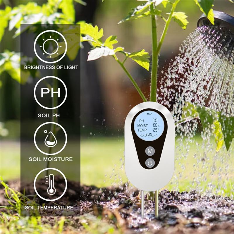 A95I-Digital Soil Tester 4-In-1 Soil PH Moisture Light Temperature Meter For Garden Plants Greenhouse Farm Outdoor Indoor