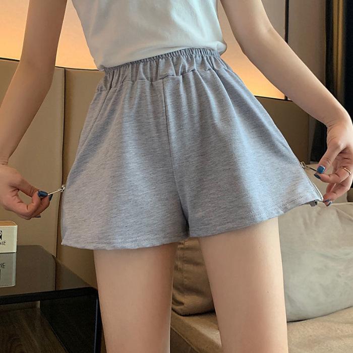 

Спортивные шорты с разрезами для женщин, боковые молнии на лето, новые свободные широкие брюки для бега, защищающие от воздействия окружающей среды XXL серый