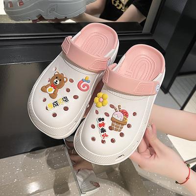 Plateausandalen Damen tragen Niedliche Cartoon Strand Lochschuhe zur Erhöhung der Höhe Krankenschwestern Tasche Kopf Coole Hausschuhe