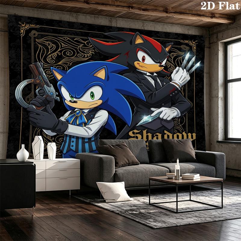 Sonic Hedgehog Wall Tapestry Aesthetic Wall Hanging Printed Fabric Blanket Decorative Tapestries For Bedroom Living Room Home Decor
