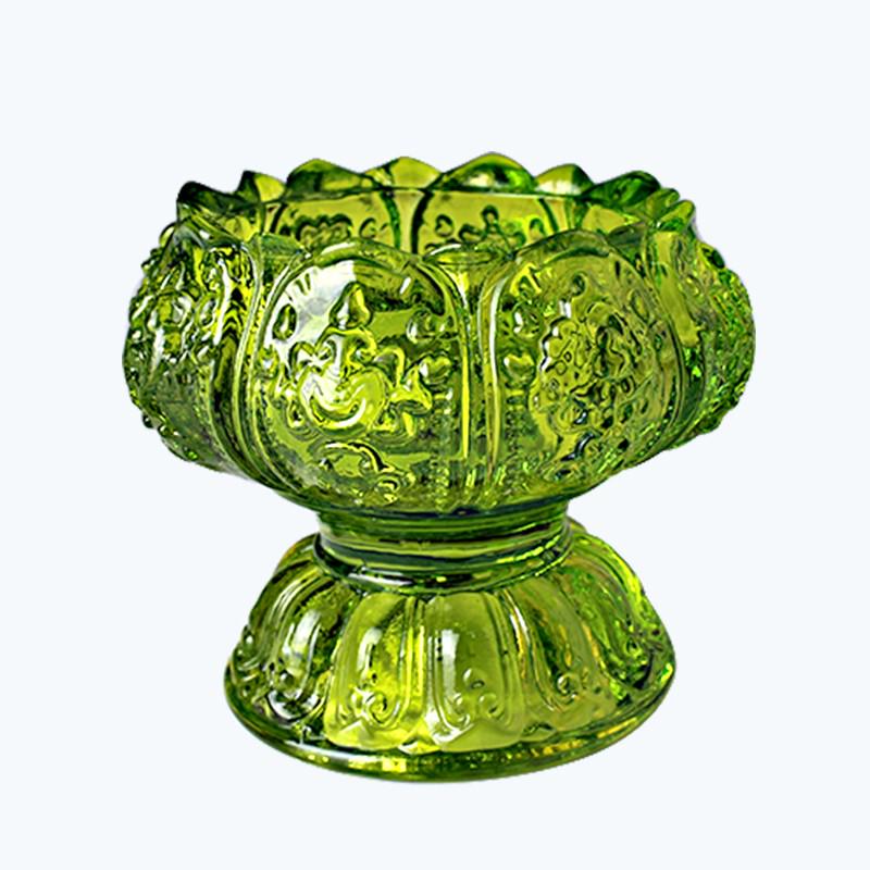 Porta candela in ghee a forma di loto di cristallo a sette colori per offerte a Buddha
