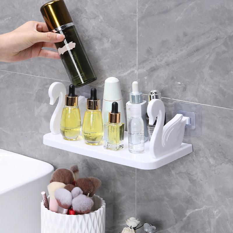 1pc Punching Free Kitchen Storage Rack, Bathroom Multi-function Wall Hanging Storage Rack