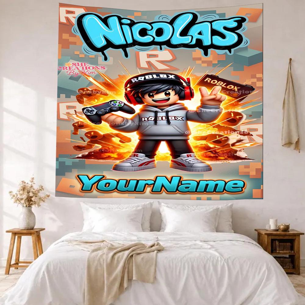 Roblox Custom Your Name Wall Decor Tapestry Art For Pet Memorial Birthdaywedding Party Backdrop Family Gift
