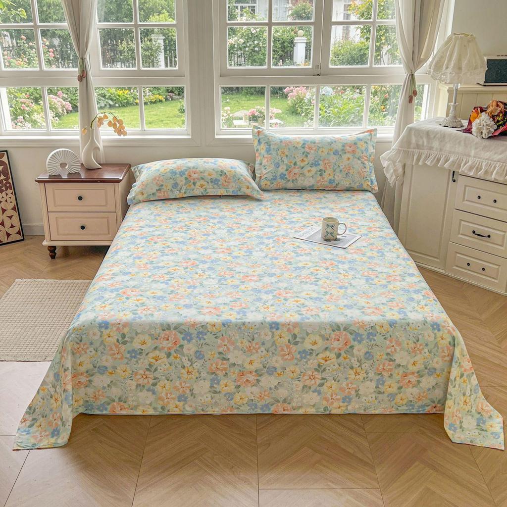 Active Print Pure Cotton Bed Sheets - Simple Style for Dormitory, Home, Single & Double Beds