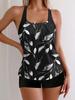 Cross-Border Slim-Fit Tankini Set: Flat-Leg Pants & Sleeveless Split Swimsuit 2024 with European and American Printed Style