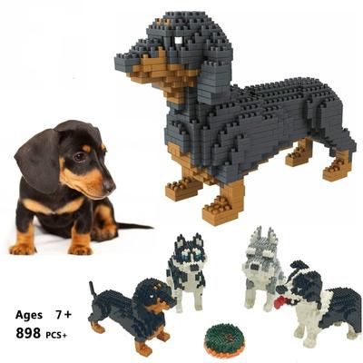 Mikropartikel-Baustein-Puzzle-Montagespielzeug Diamantblock Dackel Hund Haustiere DIY Bauspielzeug Kindergeschenk Pädagogische Montagesteine
