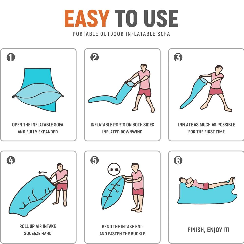 1 Piece Outdoor Fast Inflatable Air Sofa Bed Quality Sleeping Bag Inflatable Airbag Lazy Bag Beach Sofa