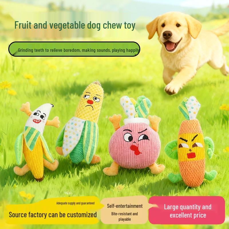 Interactive Dog Toys: Self-Play, Teething Relief, Energy Burning, Teeth Cleaning, Fun Sounds, Companionship, and Vegetable Design.
