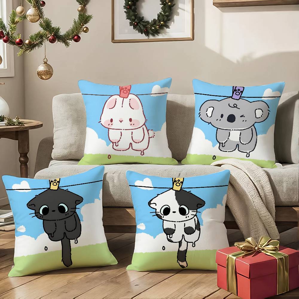 Cute Restrained Animal Anime Kwaii Pillow Case Anti-dustmite Pillowcase Invisible zipper silky Sofa cushion cover