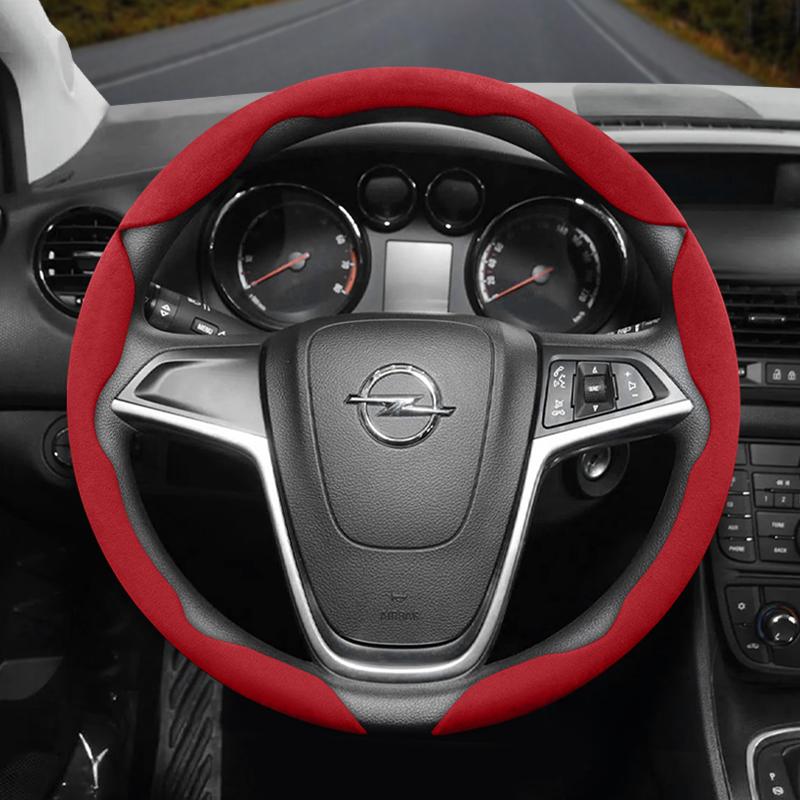 Suitable for Opel Anti-Slip Buckle Segmented Suede Steering Wheel Cover Suitable for Astra H Gtc J Insignia Corsa D E Mokka Vectra C K Zafira B 