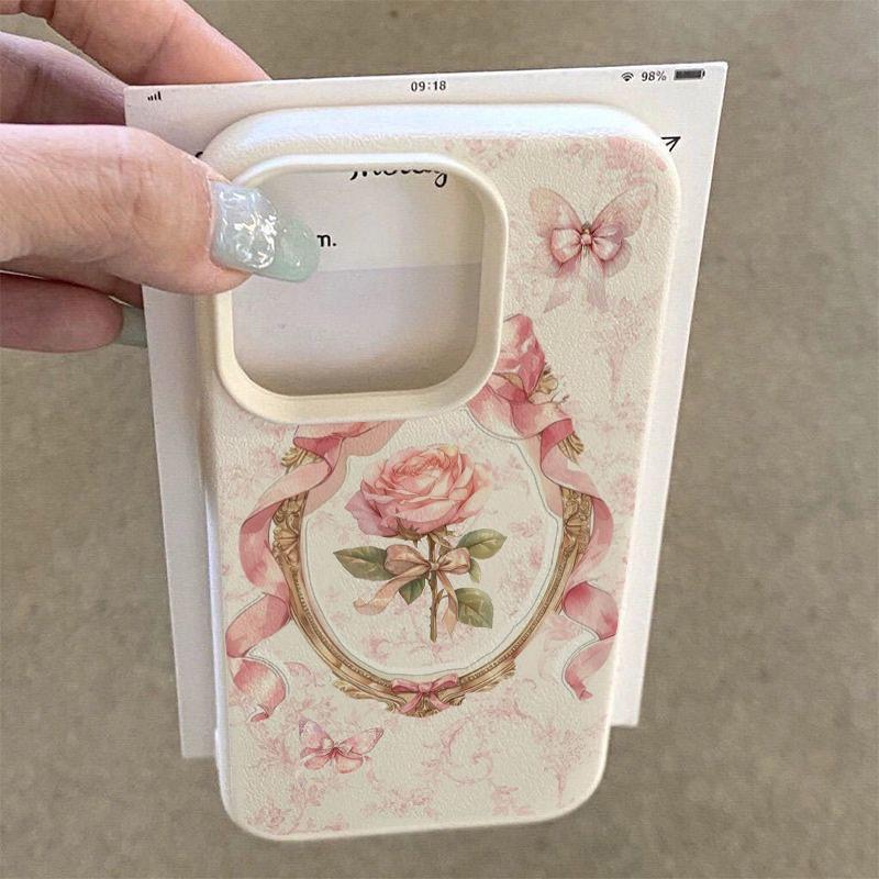 Elegant rose pattern phone case, suitable for iPhone 17, 16, 15, Plus, Pro, Max series phones - ideal for use as a gift