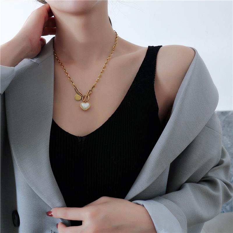 18K Gold Heart Bar Pearl Necklace - Korean/Japanese Style Short Personalized Choker for Sweaters