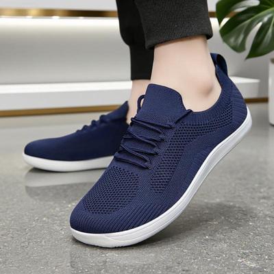 Weite Barfußschuhe für Herren Trendige Schwarze Mesh-Freizeit-Laufschuhe Atmungsaktiv Rutschfest Minimalistisch Lässig Weite Zehenbox Herrenschuhe