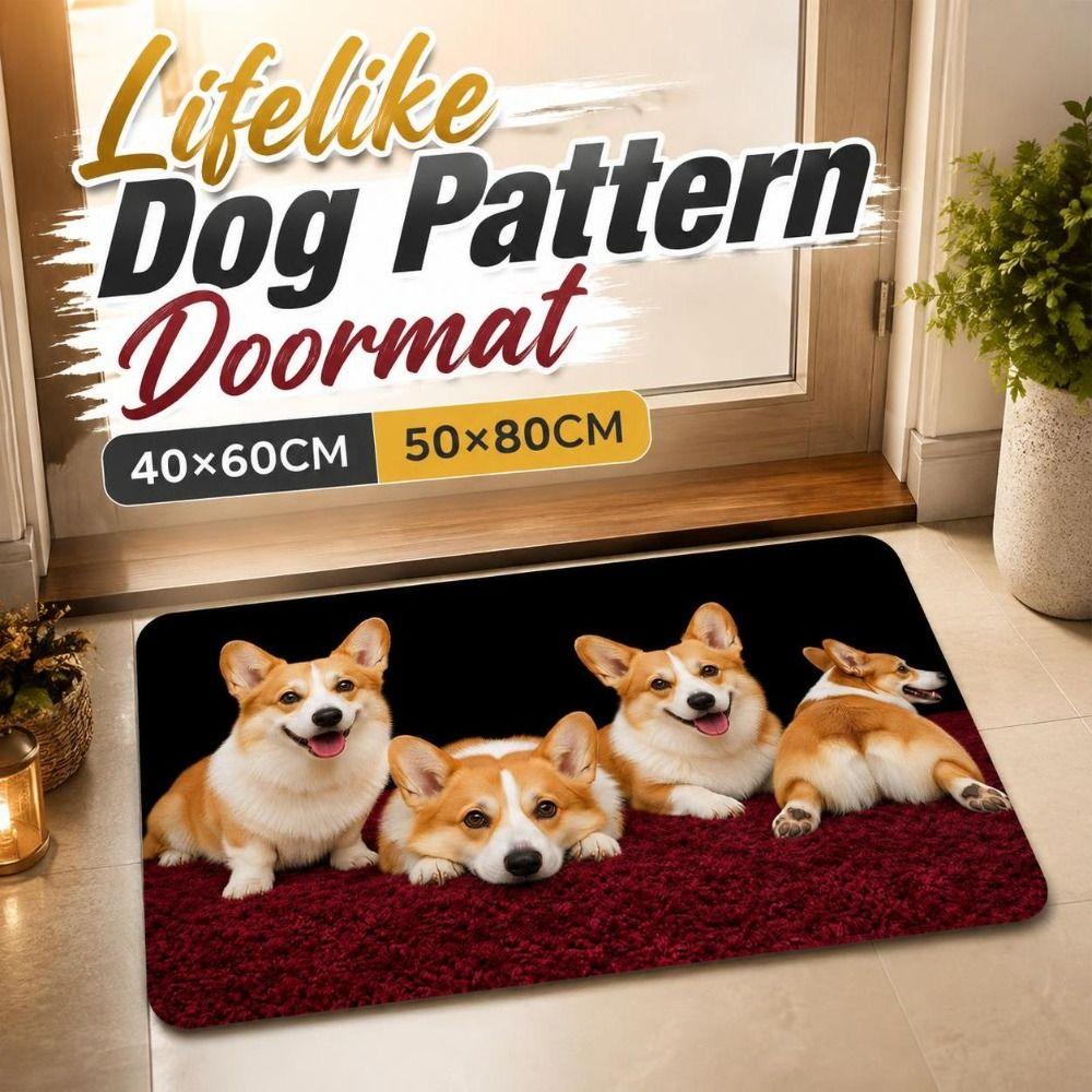 Absorbent Dog Pattern Floor Mat Diatomite Bath Mat Creative Optical Illusion Doormat Entryway
