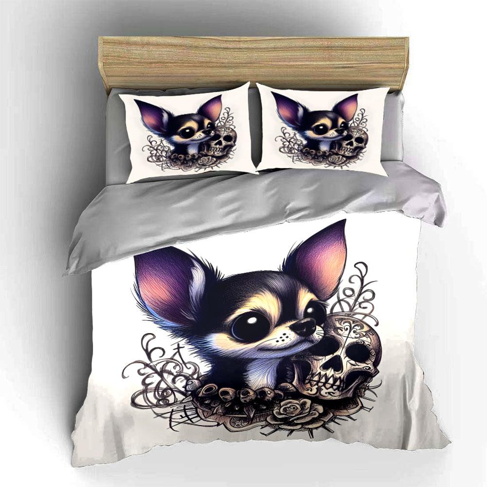 Whimsical Chihuahua Gothic Charm Bedding Sets Duvet Covers Pillowcases(1* Duvet Cover 2* Pillowcases Without Duvet Insert)