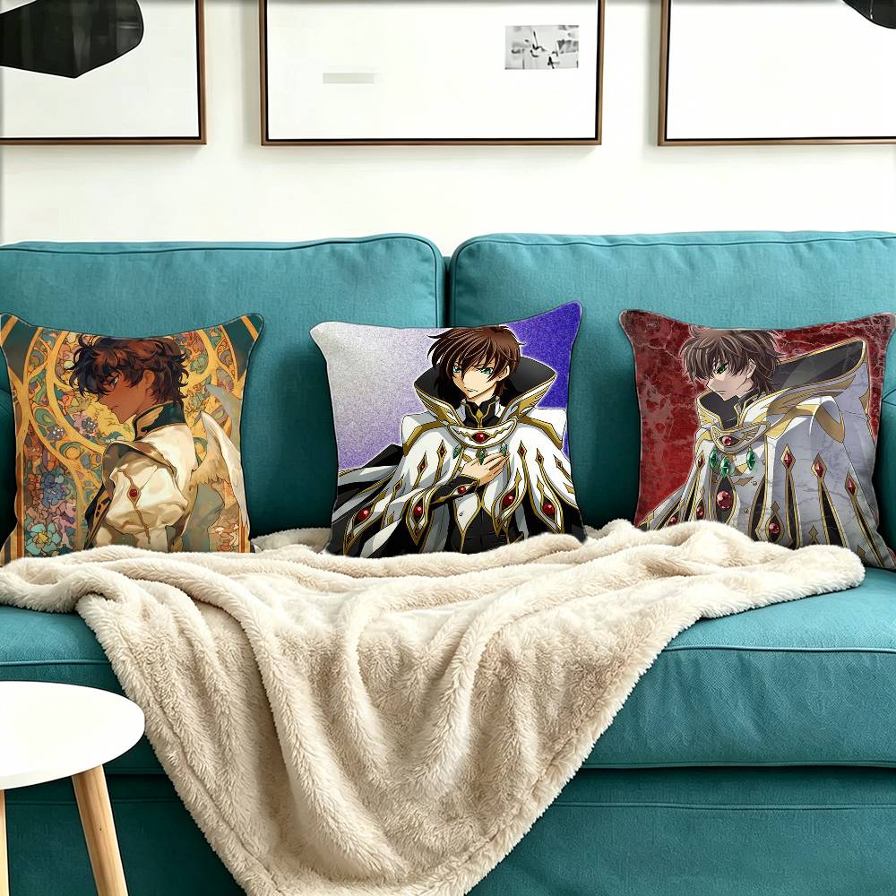 C-Code Geass Suzaku Kururugi Square Double-Sided printed Pillow Case Bedroom Bedside Pillow Sofa Cushion Cover
