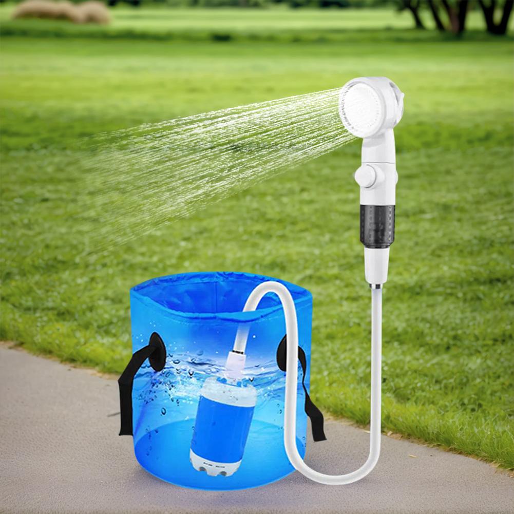 Portable Camping Shower Outdoor Camp Shower Pump with Digital Display Rechargeable Outdoor Shower Head Sprayer for Camping