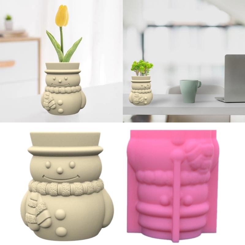 Silicone Mold Christmas Snowman Vase Resin Mold Planter Making Mold DIY Home