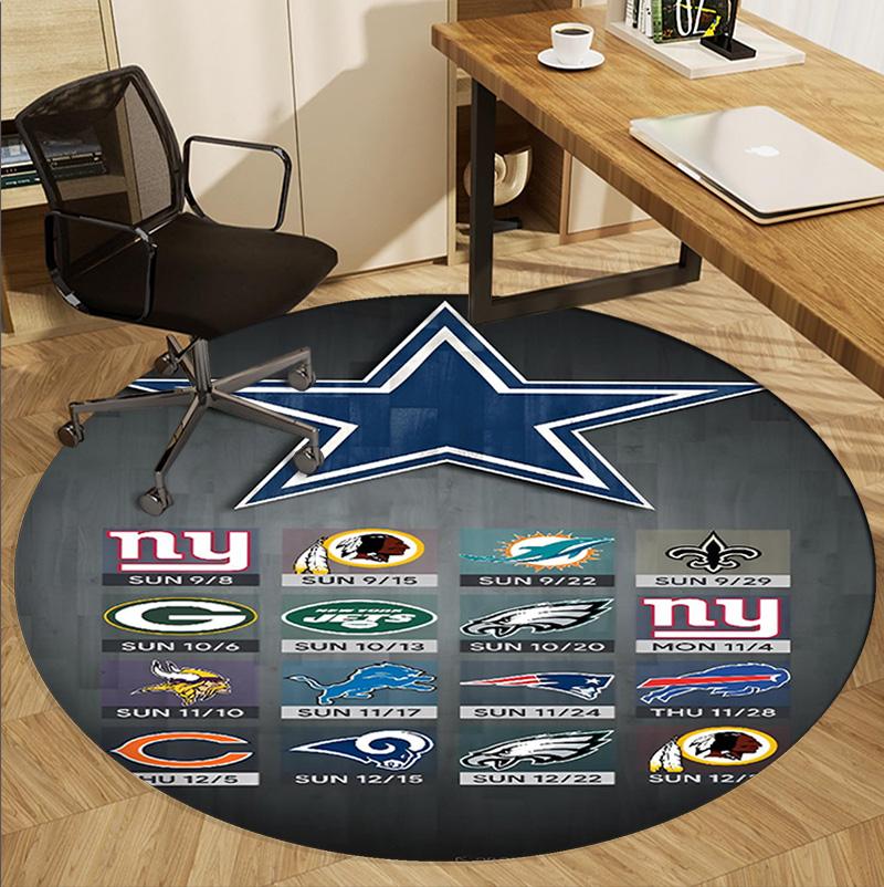 Dallas Cowboys Pattern Round Rug, Indoor/Outdoor Mat, for Picnic, Gameroom, Bedroom, Office, Living Room, Home Decor Carpet, Birthday Gift