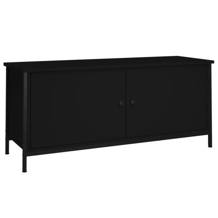 VidaXL Meuble TV avec portes noir 102x35x45 cm bois d'ingénierie 826290