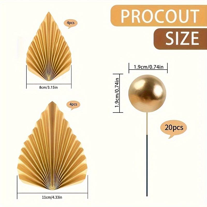28PCS Golden Palm Leaves Cake Decorations  Palm Leaf Insert Cake Decoration for Wedding Birthday Party Supplies