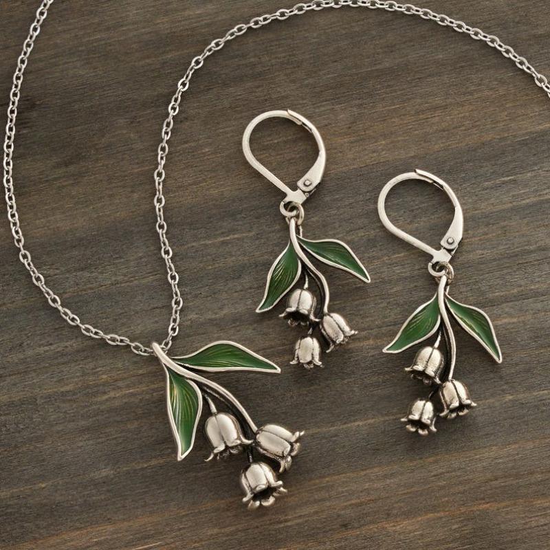 Vintage Lily of The Valley Floral Drop Earrings for Women The Valley Dangler Jewelry Dangle Flower Leaf Floral Eardrop for Women