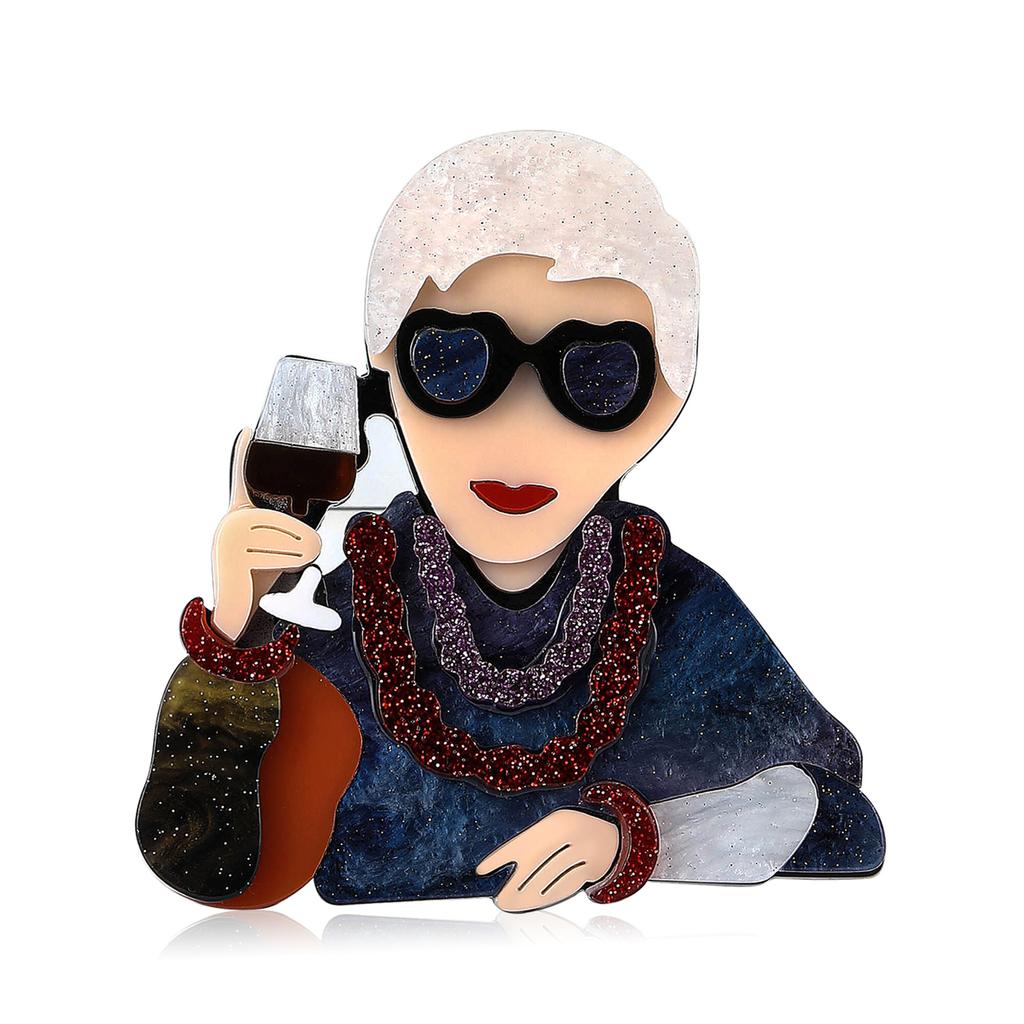 Design Fashion Acrylic Granny Brooch Personality Creative Women'S Suit Cardigan Corsage Accessories Pin