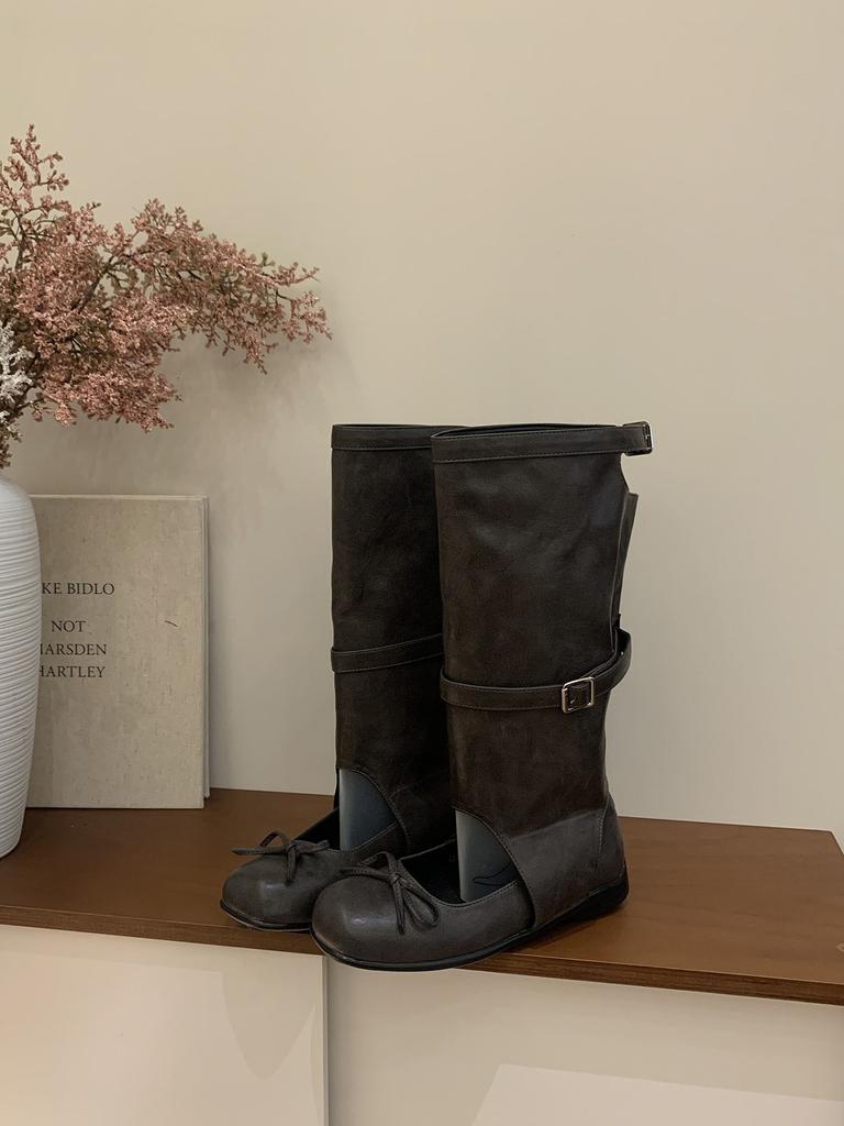 Ballet Style Retro Bow Cool Boots Women's Summer New Korean Version Fashion Round Head Hollow Mary Jane Boots