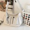 Drawstring crossbody bag, large capacity shoulder bag, fashi zipper bag, men's and women's universal, applicable to school