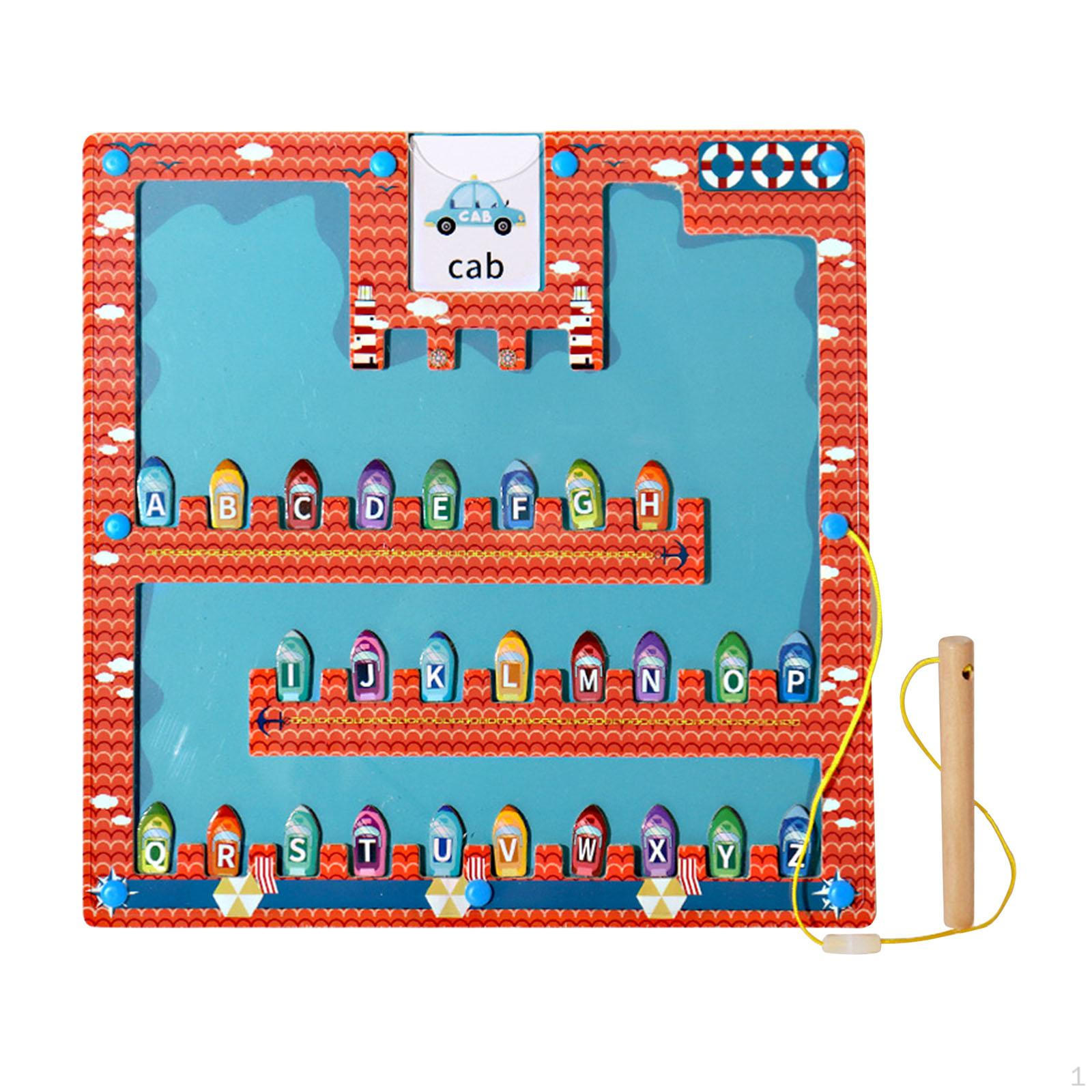 

Магнитный алфавитный лабиринт дошкольный буквенный пазл для детей 3, 4, 5 лет, самолет ship