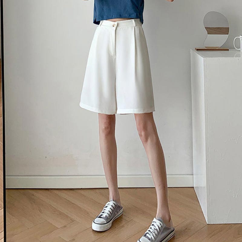 Women Suit Shorts Summer Baggy Solid Wide Pants Korean Fashion Casual Bottoms Classic Shorts Y2k Clothes
