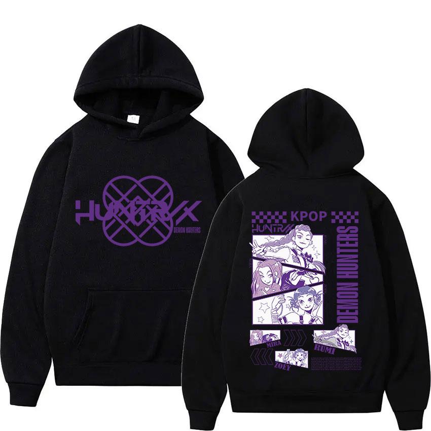 2025 K-pop Demon Hunters Film Graphic Print Hoodies for Men Women Fleece Sweatshirt Vintage Long Sleeve Loose Soft Street Hoody