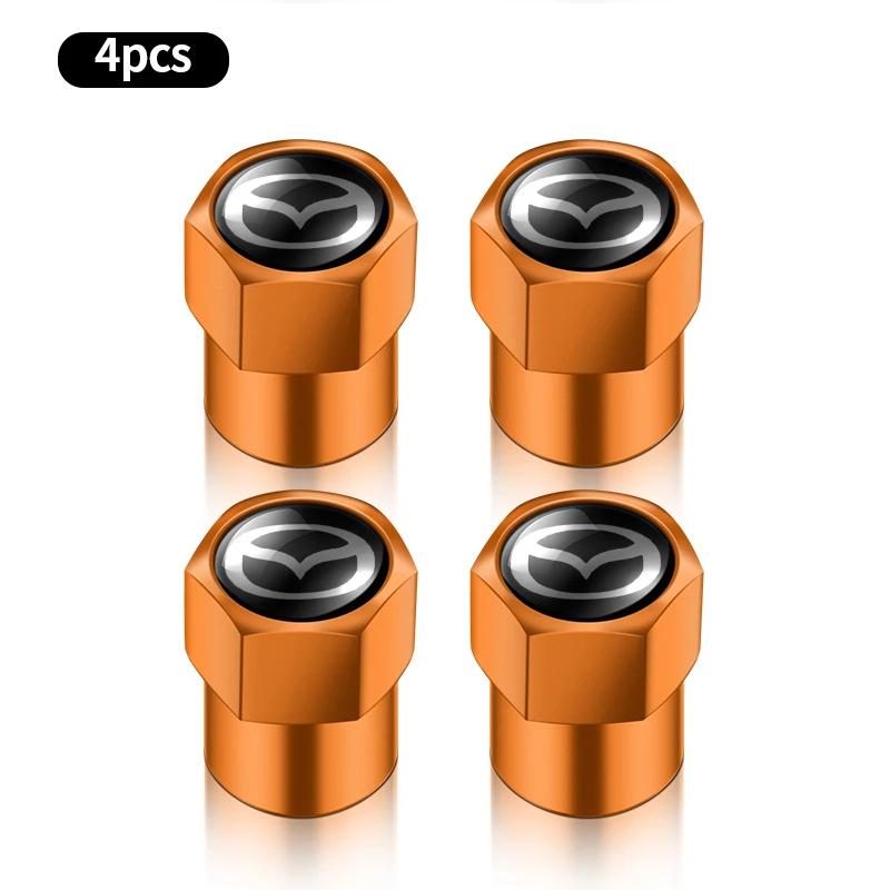 For Mazda 4pcs Car Accessories Aluminum Valve Caps Car Wheel Tires Valves For Mazda 6 3 CX5 5 2 323 CX7 Demio Atenza Axela MX30