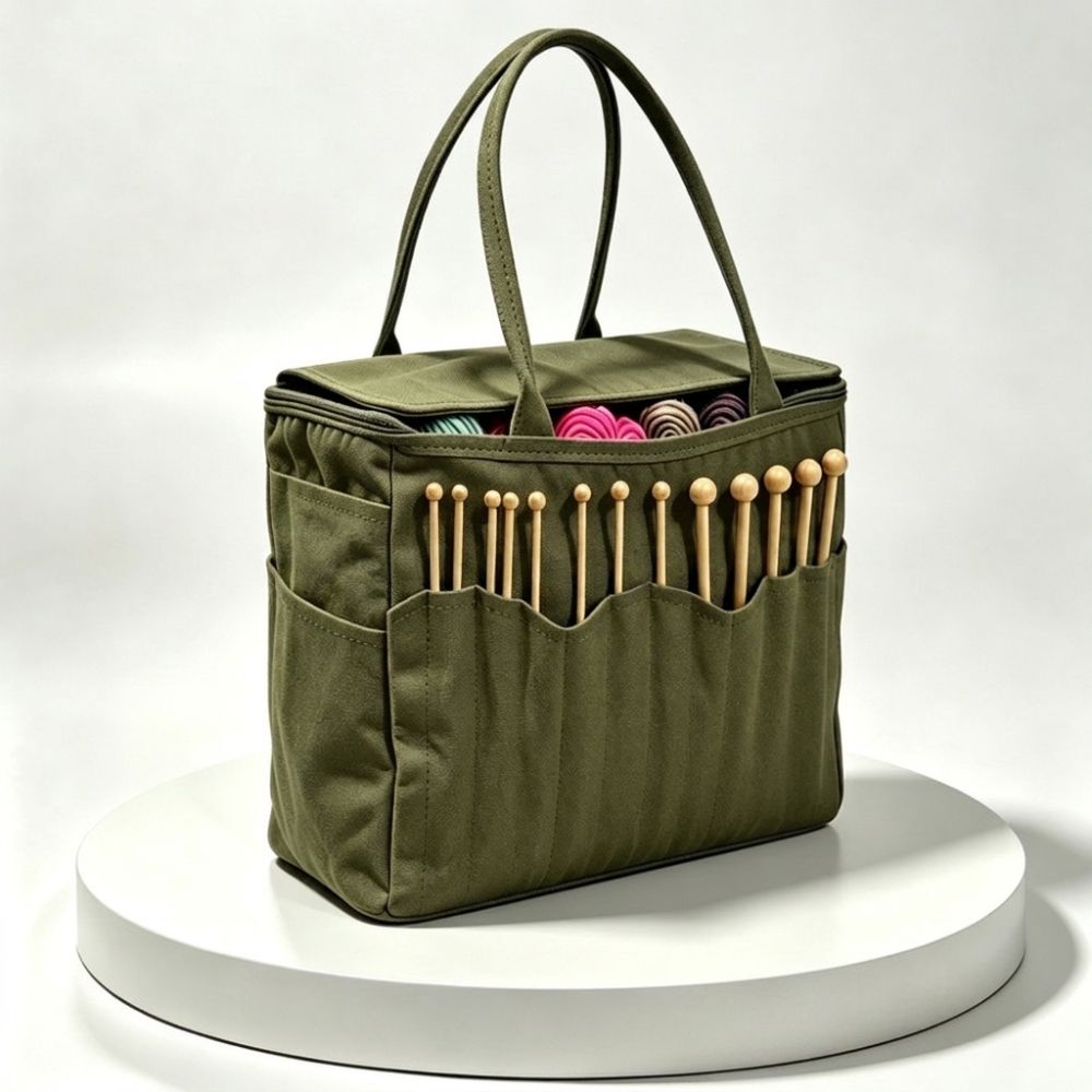Multiple Pockets Sewing Tool Storage Bag 7 Yarn Holes Crochet Accessory Handbag  Birthday Gifts