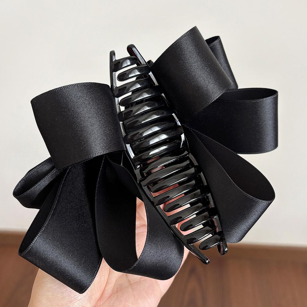 

1PC Black Webbing Multi-layer Bow Hair Grab Clip, Women s Luxury Shiny Rhinestone Bow Disc Hair Hairpin чёрный
