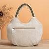 Ethnic Style Floral Embroidered Canvas Tote Bag with Lightweight Woven Strap and Zipper Closure