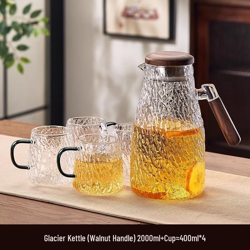 Shàngqí Glass Glacier Pitcher and 4 Cups Set