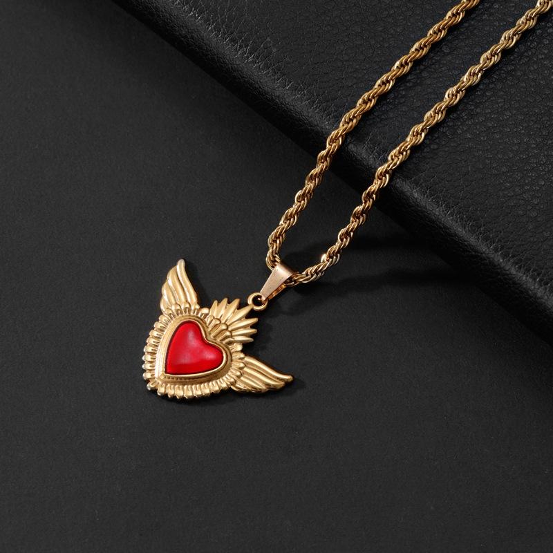 Love Angel Wings Necklace Titanium Steel Pendant Versatile Twist Chain Jewelry