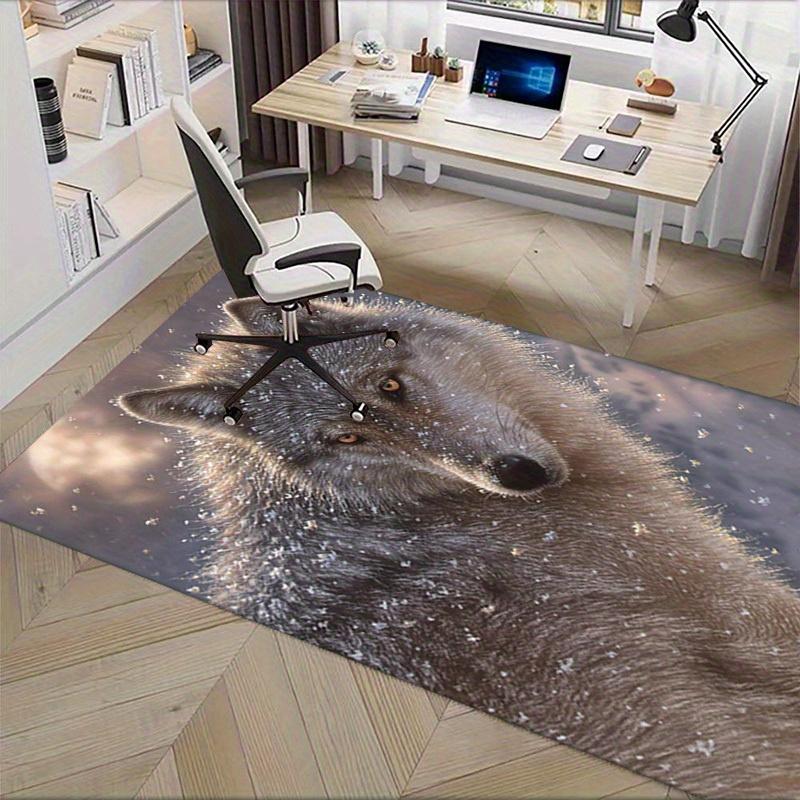 Office Carpet Snowy Wolf Design for Sofa Protection Under Chairs