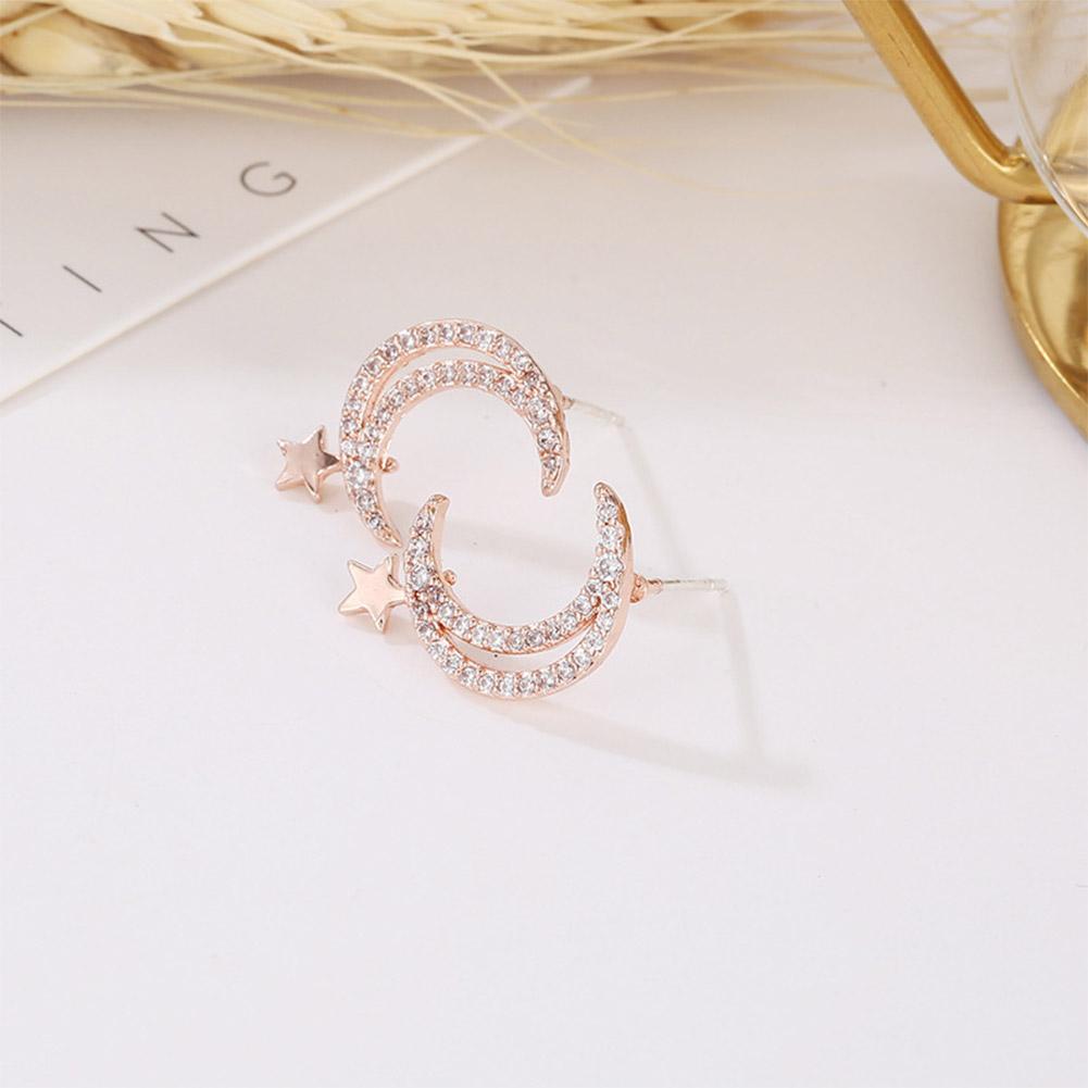 Women Fashion Star Moon All Matching Zircon Earrings