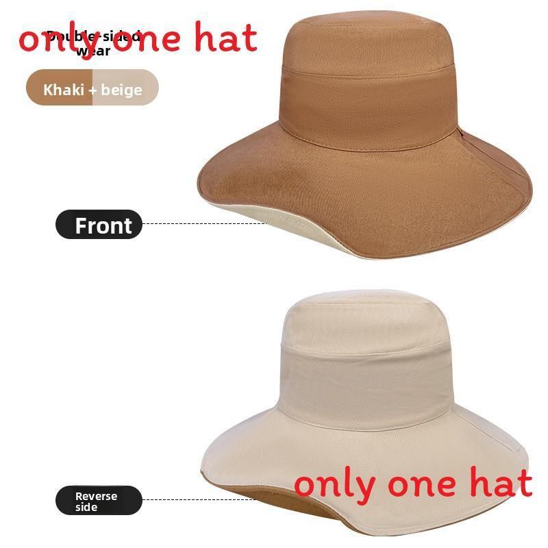 Reversible Wide Brim Sun Hat With Solid Color Design For Summer Use Casual