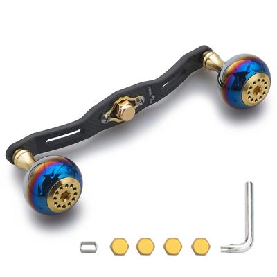 HEIGHTEN Reel Handle Thickness 4mm Charcoal Cloth Carbon Equipped with 30mm Knob for SHIMANO DAIWA Abu General Bait Reel Aurora Series 130/120/110mm