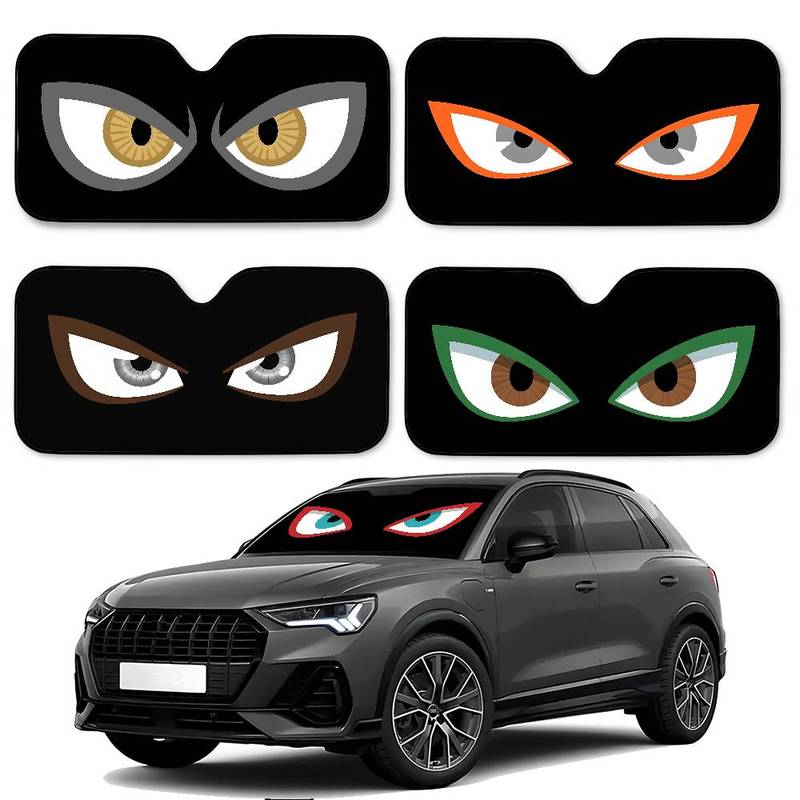 Cartoon Angry Eyes Car SunShade Car Sunshade Covers Cover Universal Windscreen Folding Visor