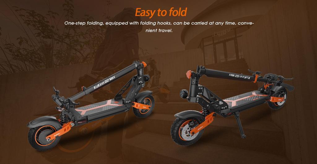 Faltbarer Elektroroller Kukirin G2 Max, 1000W Motor, 48V 20.8AH Akku, Höchstgeschwindigkeit 55km/h, Reichweite 70km, 10-Zoll-Reifen